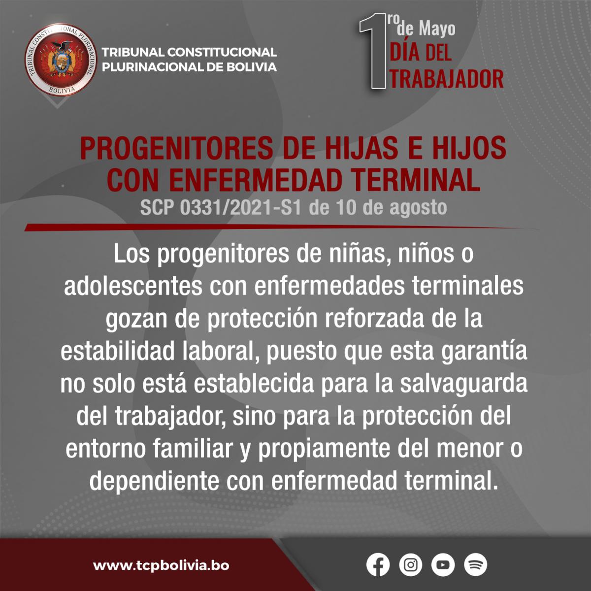 DÍA DEL TRABAJO, SENTENCIAS CONSTITUCIONALES PLURINACIONALES