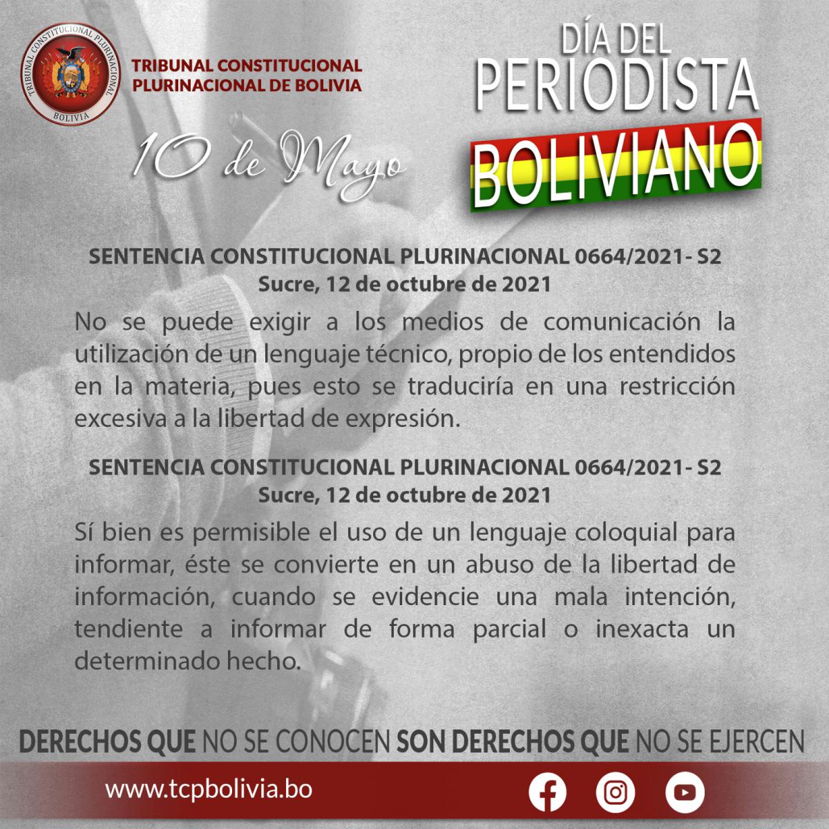 “DÍA DEL PERIODISTA BOLIVIANO”, SENTENCIAS CONSTITUCIONALES ...