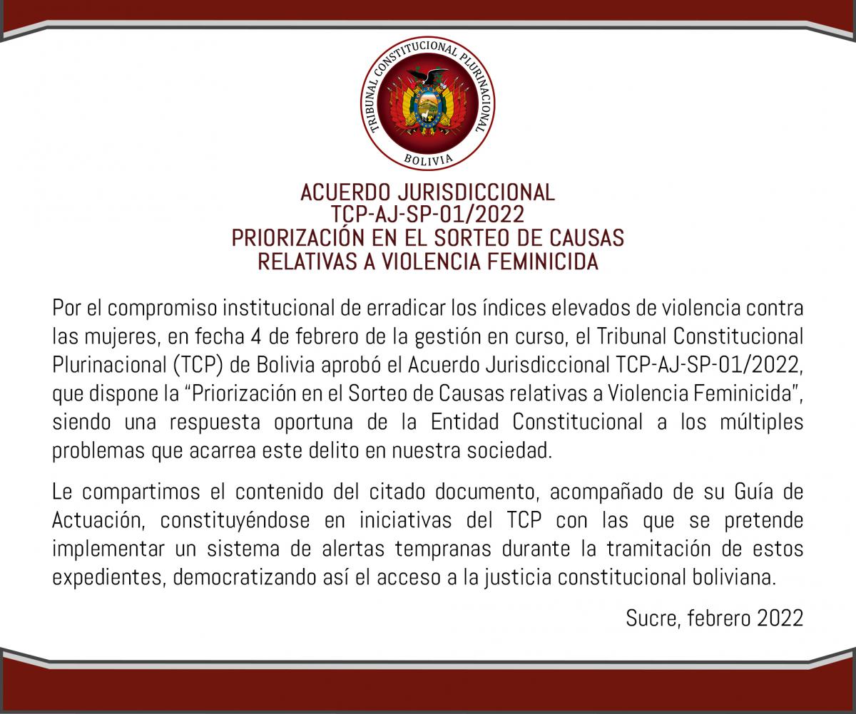 En este momento estás viendo ACUERDO JURISDICCIONAL TCP-AJ-SP-01/2022