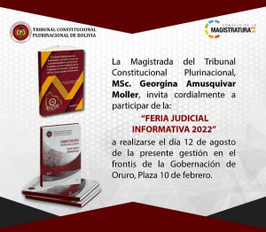 Lee más sobre el artículo LA MAGISTRADA DEL TRIBUNAL CONSTITUCIONAL PLURINACIONAL, MSC. GEORGINA AMUSQUIVAR MOLLER