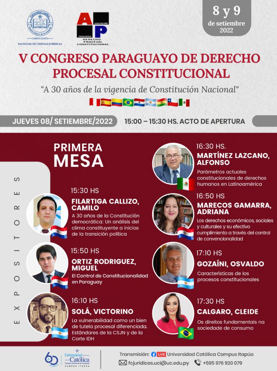 En este momento estás viendo COMPARTIMOS LA GENTIL INVITACIÓN DE LA ASOCIACIÓN PARAGUAYA DE DERECHO PROCESAL CONSTITUCIONAL Y DE LA FACULTAD DE CIENCIAS JURÍDICAS DE LA UNIVERSIDAD CATÓLICA CAMPUS ITAPÚA