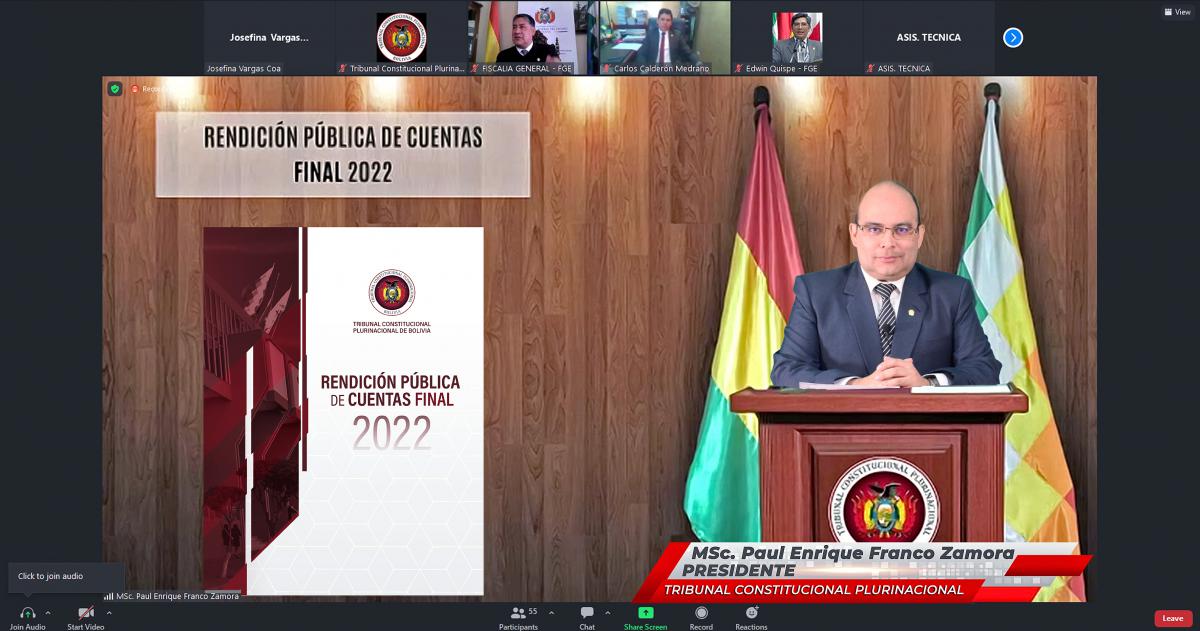 En este momento estás viendo TCP PRESENTÓ INFORME DE “RENDICIÓN PÚBLICA DE CUENTAS FINAL 2022”, DANDO A CONOCER QUE EN LA GESTIÓN RECIBIÓ 8.211 CAUSAS