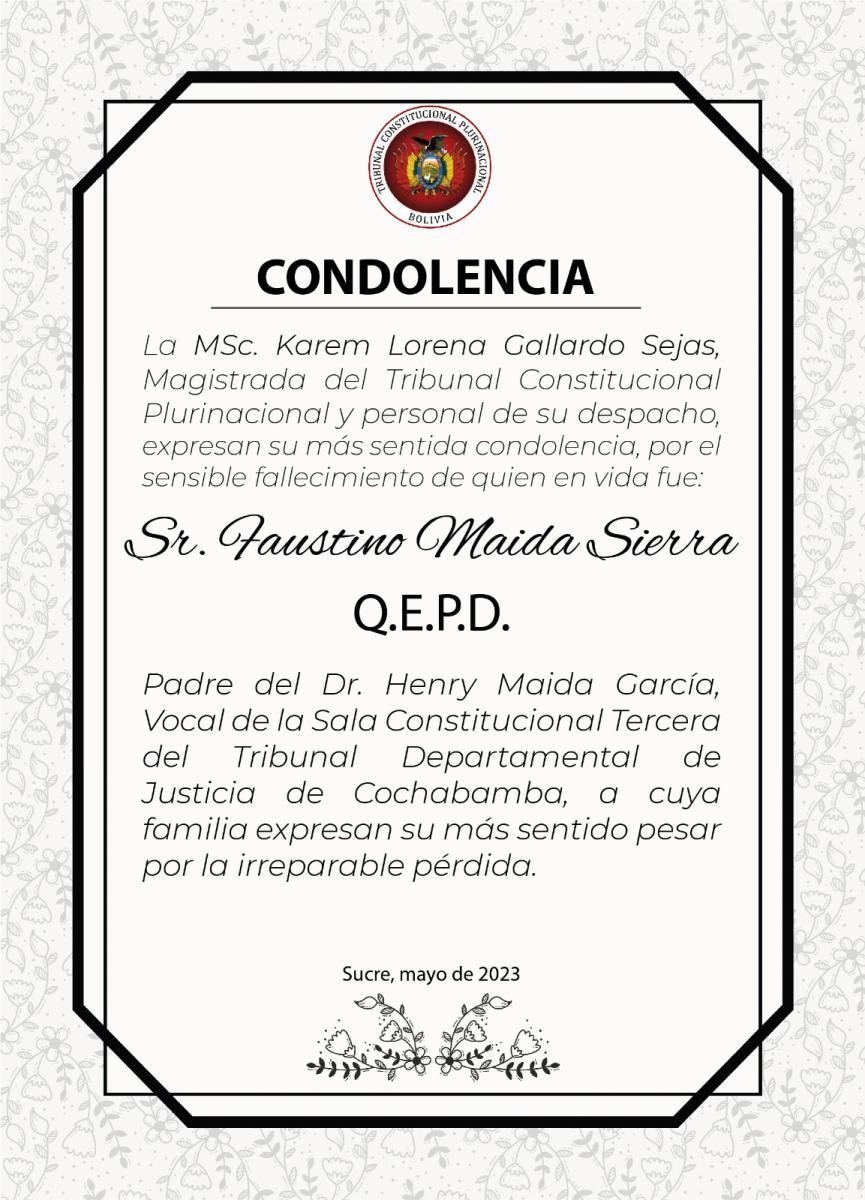 En este momento estás viendo SENTIDAS CONDOLENCIAS