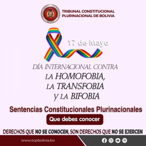 Lee más sobre el artículo DÍA INTERNACIONAL CONTRA LA HOMOFOBIA, LA TRANSFOBIA Y LA BIFOBIA, SENTENCIAS CONSTITUCIONALES PLURINACIONALES
