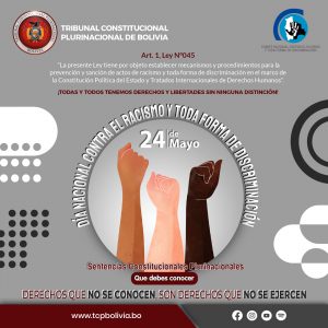 Lee más sobre el artículo DÍA NACIONAL CONTRA EL RACISMO Y TODO FORMA DE DISCRIMINACIÓN, SENTENCIAS CONSTITUCIONALES PLURINACIONALES
