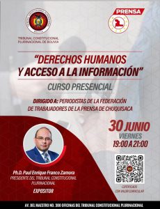 Lee más sobre el artículo INVITACIÓN, CURSO PRESENCIAL DENOMINADO «DERECHOS HUMANOS Y ACCESO A LA INFORMACIÓN»