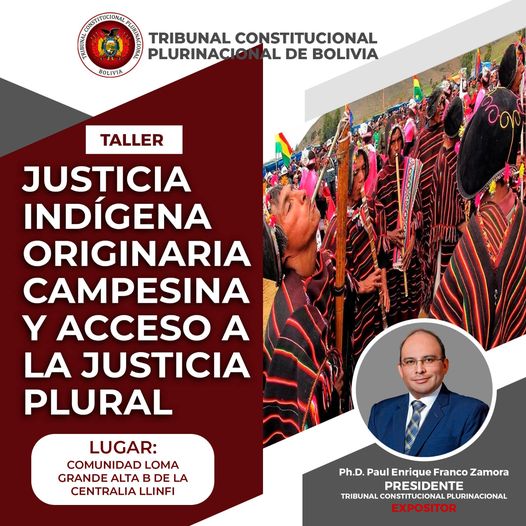 En este momento estás viendo INVITACIÓN, TALLER: JUSTICIA INDÍGENA ORIGINARIA CAMPESINA Y ACCESO A LA JUSTICIA PLURAL