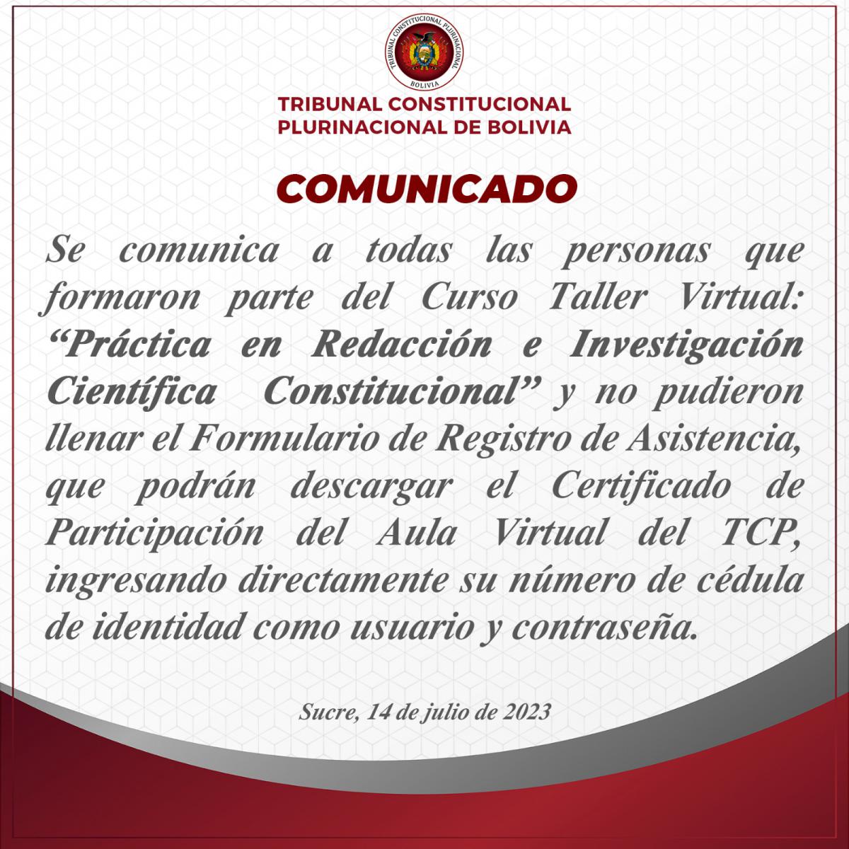 En este momento estás viendo COMUNICADO