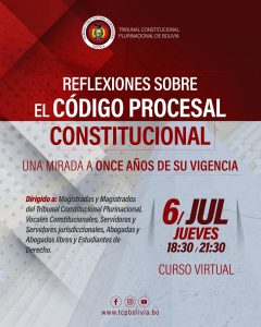Lee más sobre el artículo CURSO VIRTUAL: REFLEXIONES SOBRE EL CÓDIGO PROCESAL CONSTITUCIONAL. «UNA MIRADA A ONCE AÑOS DE SU VIGENCIA»