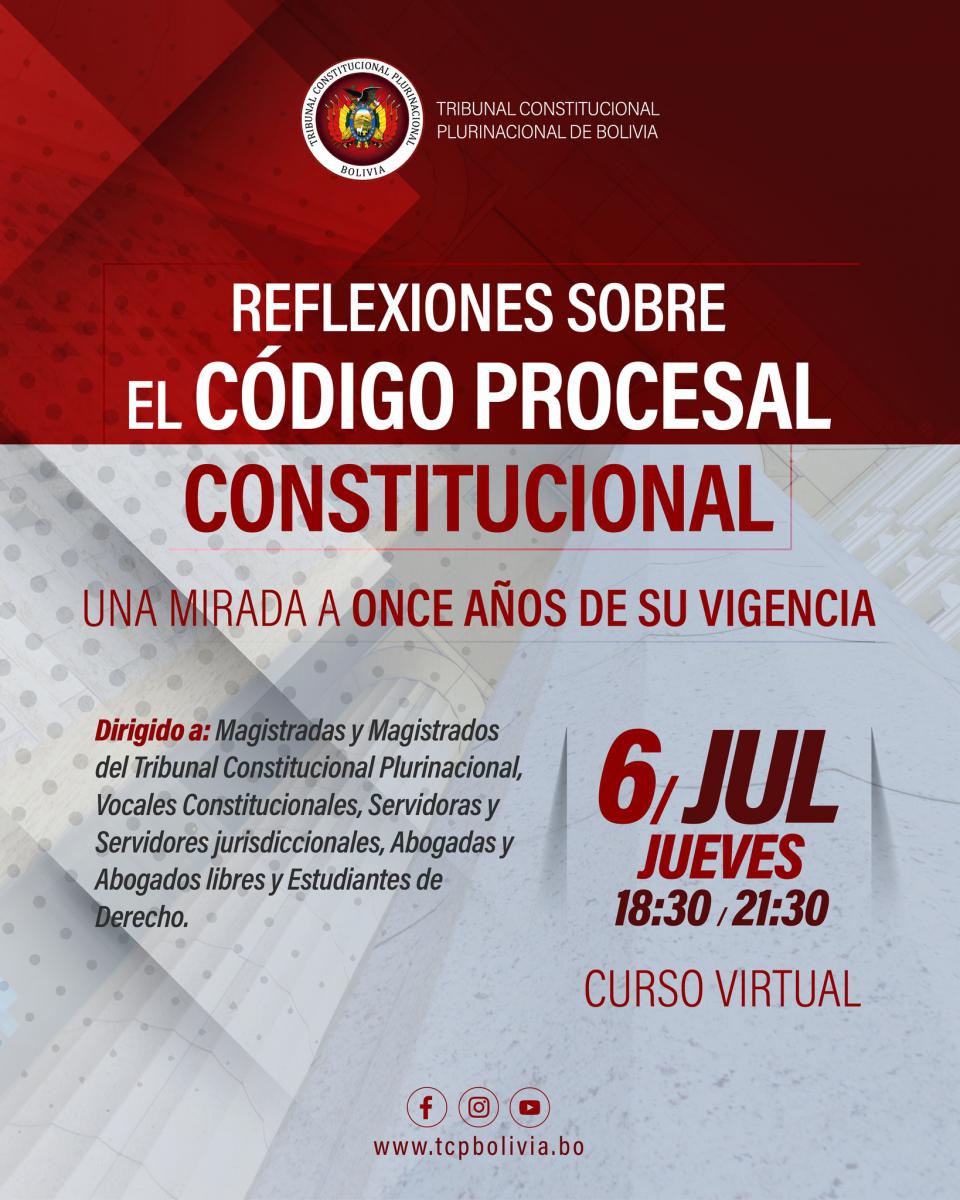 En este momento estás viendo CURSO VIRTUAL: REFLEXIONES SOBRE EL CÓDIGO PROCESAL CONSTITUCIONAL. «UNA MIRADA A ONCE AÑOS DE SU VIGENCIA»