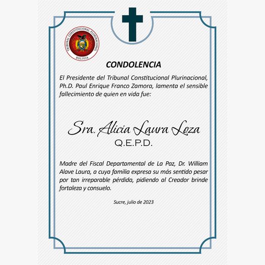 En este momento estás viendo SENTIDA CONDOLENCIA