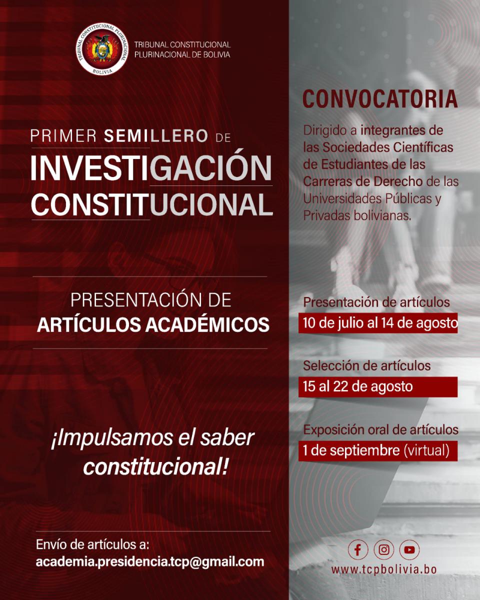 Lee más sobre el artículo INVITACIÓN, “PRIMER SEMILLERO DE INVESTIGACIÓN CONSTITUCIONAL”