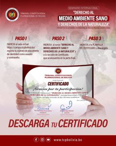 Lee más sobre el artículo DESCARGA TU CERTIFICADO DE PARTICIPACIÓN DEL SEMINARIO INTERNACIONAL: “DERECHO AL MEDIO AMBIENTE SANO Y DERECHOS DE LA NATURALEZA”