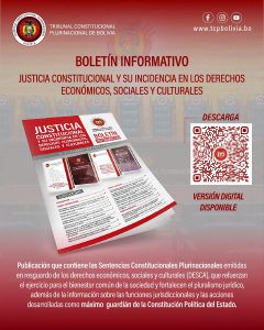 Lee más sobre el artículo DESCARGA EL BOLETÍN INFORMATIVO INSTITUCIONAL, “JUSTICIA CONSTITUCIONAL Y SU INCIDENCIA EN LOS DERECHOS ECONÓMICOS, SOCIALES Y CULTURALES”