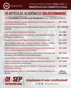 Lee más sobre el artículo 12 ARTÍCULOS ACADÉMICOS PASAN A LA FASE DE EXPOSICIÓN ORAL DENTRO DE LA CONVOCATORIA DEL “PRIMER SEMILLERO DE INVESTIGACIÓN CONSTITUCIONAL”