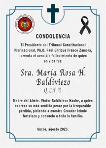 Lee más sobre el artículo SENTIDA CONDOLENCIA