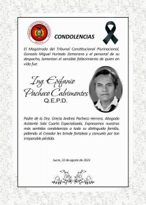 Lee más sobre el artículo SENTIDAS CONDOLENCIAS