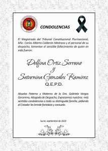 Lee más sobre el artículo SENTIDAS CONDOLENCIAS