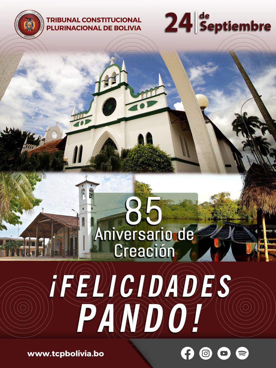 Lee más sobre el artículo HOMENAJE A LOS 85 ANIVERSARIO DE CREACIÓN DEL DEPARTAMENTO DE PANDO