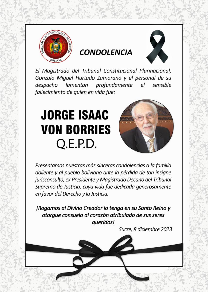 Lee más sobre el artículo SENTIDA CONDOLENCIA