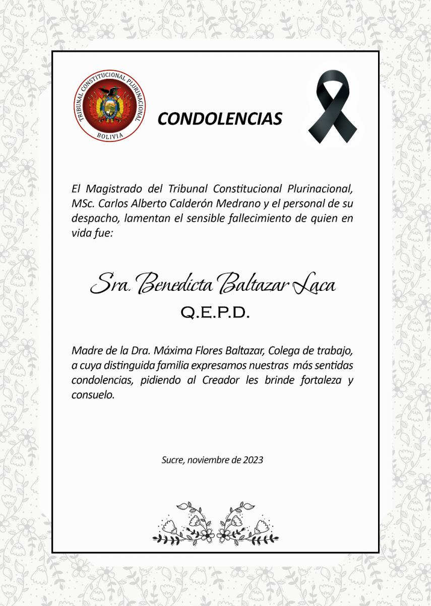 En este momento estás viendo SENTIDA CONDOLENCIA