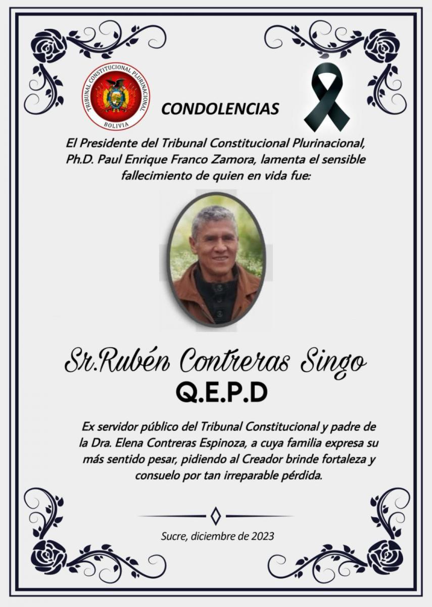 En este momento estás viendo SENTIDA CONDOLENCIA