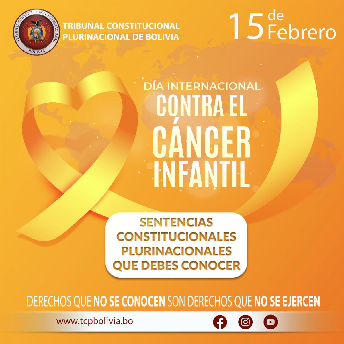 En este momento estás viendo DÍA INTERNACIONAL CONTRA EL CÁNCER INFANTIL, SENTENCIA CONSTITUCIONAL PLURINACIONAL 0830/2019-S3
