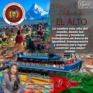 Lee más sobre el artículo CONMEMORANDO EL 39 ANIVERSARIO DE CREACIÓN DE LA CIUDAD DE EL ALTO