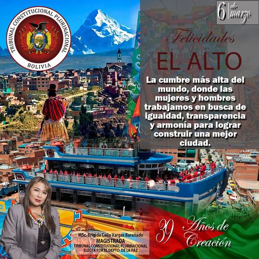 Lee más sobre el artículo CONMEMORANDO EL 39 ANIVERSARIO DE CREACIÓN DE LA CIUDAD DE EL ALTO