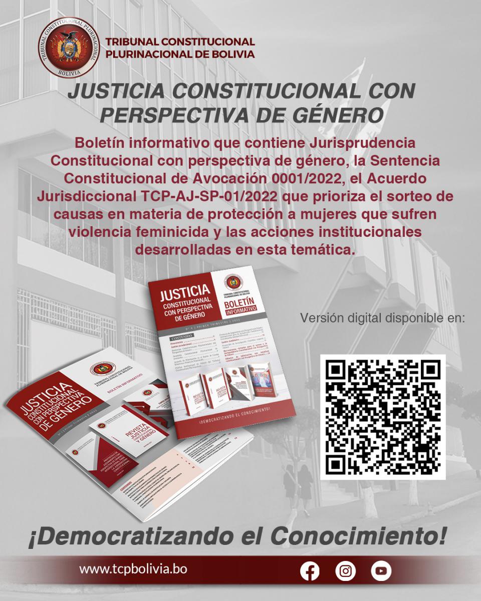 En este momento estás viendo BOLETÍN INFORMATIVO «JUSTICIA CONSTITUCIONAL CON PERSPECTIVA DE GÉNERO»