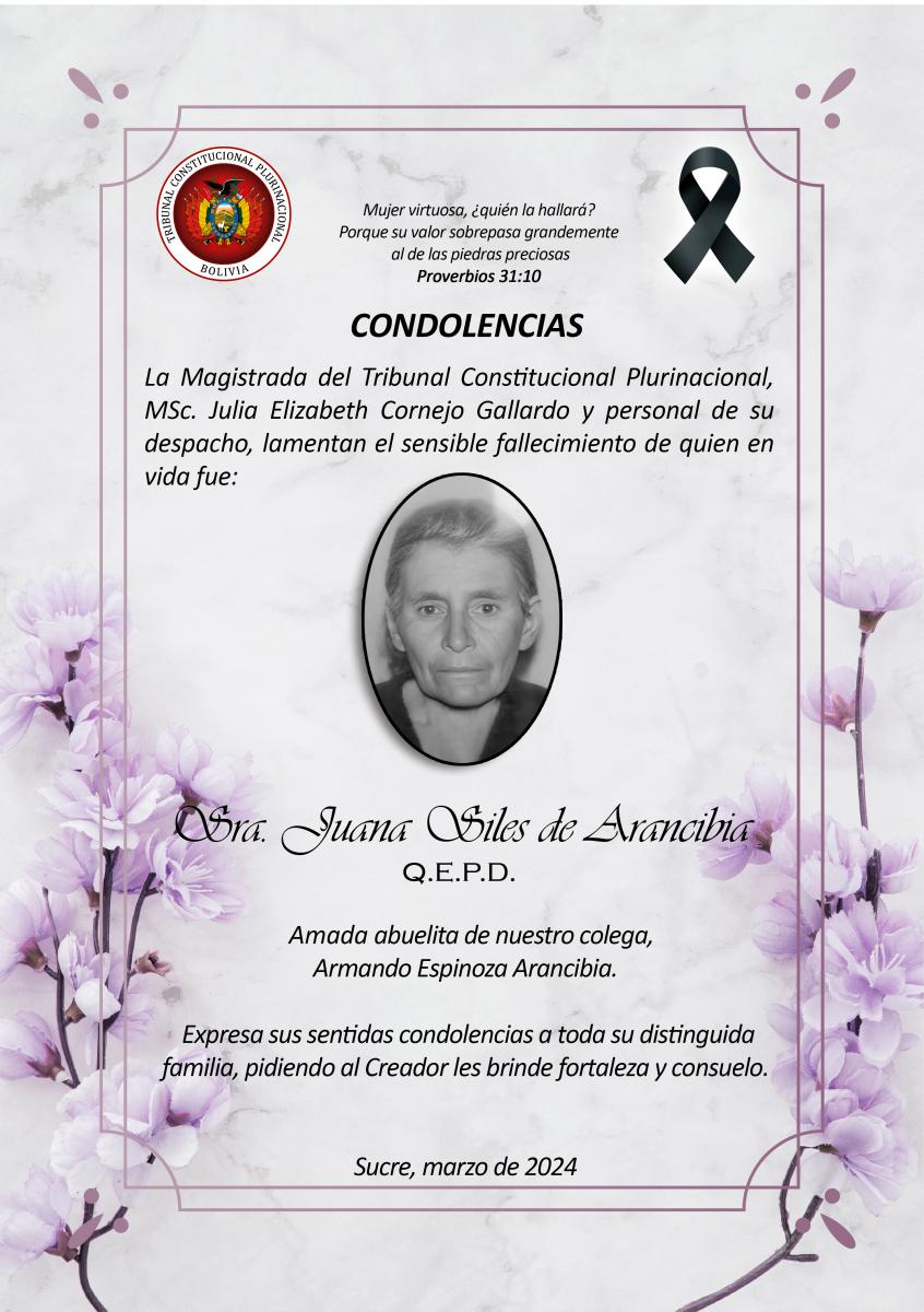 Lee más sobre el artículo CONDOLENCIAS