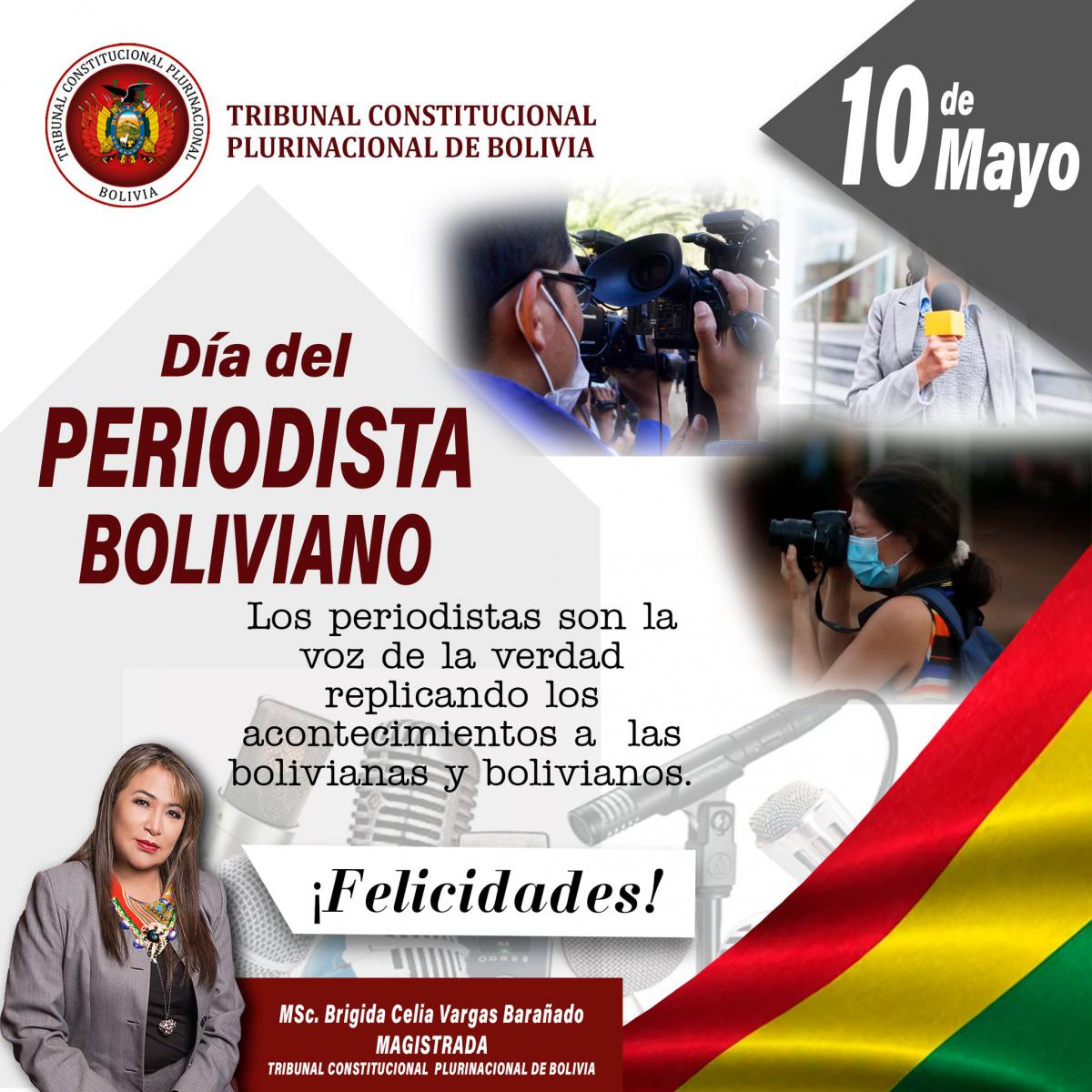 Lee más sobre el artículo SALUTACIÓN DE LA MAGISTRADA MSc. BRIGIDA CELIA VARGAS BARAÑADO POR EL DÍA DEL PERIODISTA