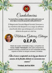 Lee más sobre el artículo SENTIDAS CONDOLENCIAS