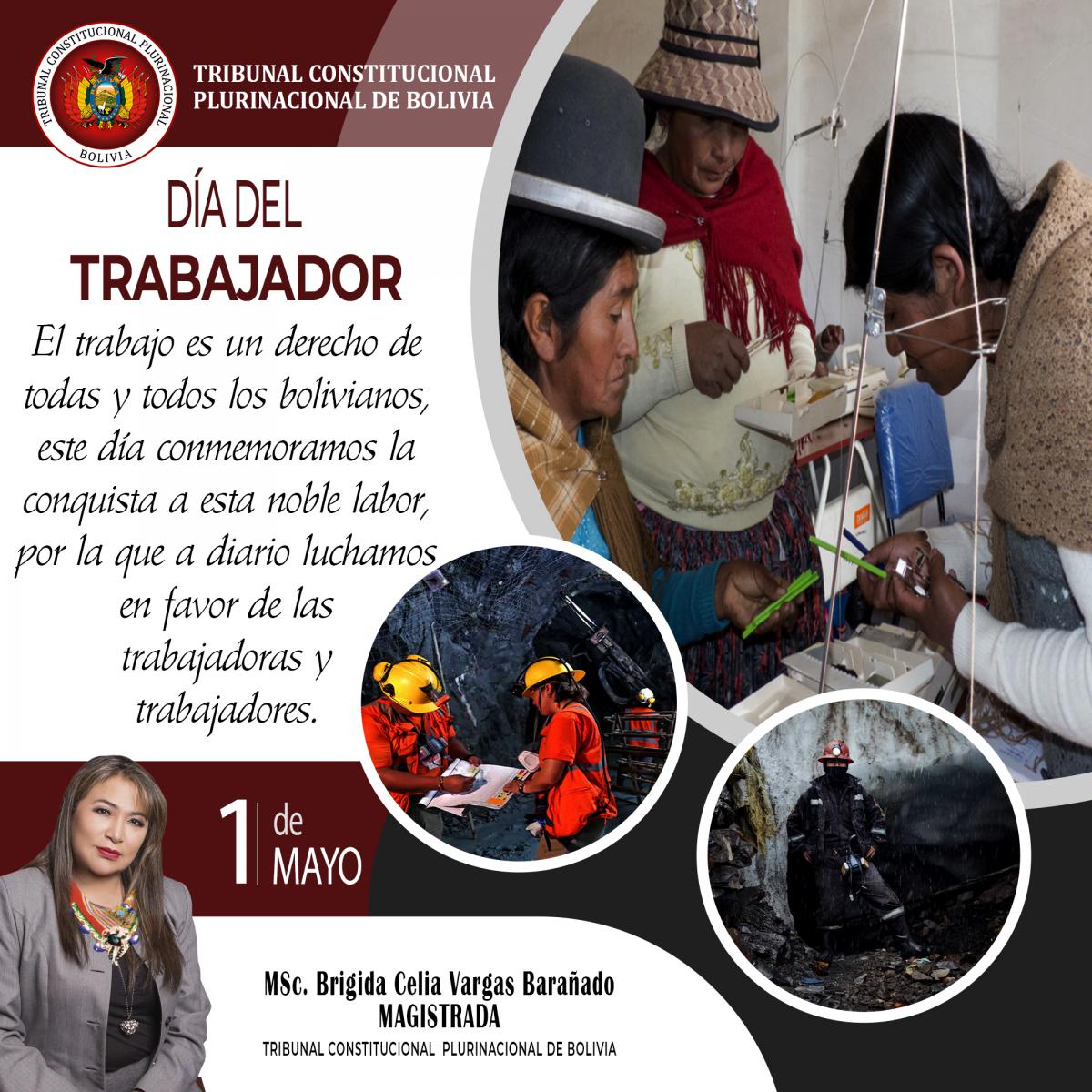 En este momento estás viendo SALUTACIÓN POR EL DÍA DEL TRABAJADOR DE LA MAGISTRADA MSc. BRIGIDA VARGAS BARAÑADO