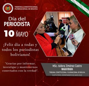 Lee más sobre el artículo SALUTACIÓN DE LA MAGISTRADA MSC. ISIDORA JIMÉNEZ CASTRO POR EL DÍA DEL PERIODISTA