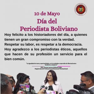 Lee más sobre el artículo SALUTACIÓN DE LA MAGISTRADA MSc. KAREM LORENA GALLARDO POR EL DÍA DEL PERIODISTA