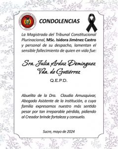 Lee más sobre el artículo SENTIDA CONDOLENCIA