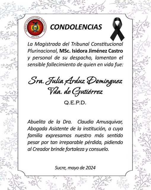 Lee más sobre el artículo SENTIDA CONDOLENCIA