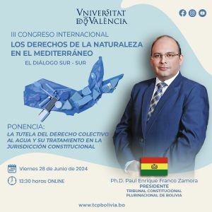 Lee más sobre el artículo PRESIDENTE DEL TCP PARTICIPA COMO CONFERENCISTA EN EL “III CONGRESO INTERNACIONAL SOBRE LOS DERECHOS DE LA NATURALEZA EN EL MEDITERRÁNERO. EL DIÁLOGO SUR – SUR”