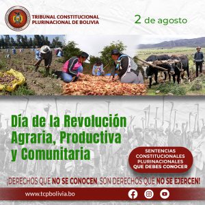 Lee más sobre el artículo DÍA DE LA REVOLUCIÓN AGRARIA, PRODUCTIVA Y COMUNITARIA, SENTENCIAS CONSTITUCIONALES PLURINACIONALES