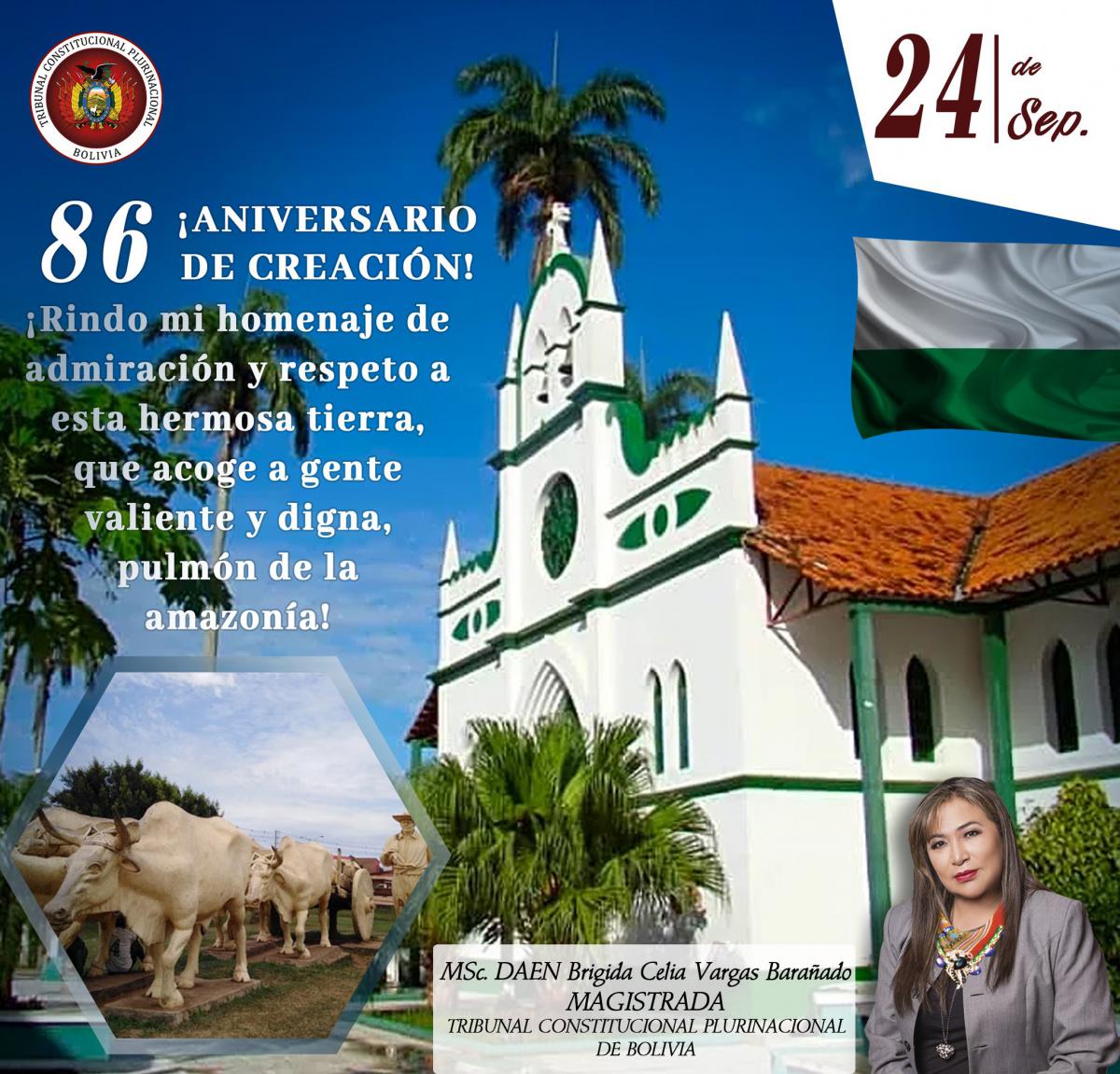 En este momento estás viendo LA MAGISTRADA DEL TCP, MSc. DAEN BRIGIDA CELIA VARGAS BARAÑADO, RINDE SU HOMENAJE A LOS 86 ANIVERSARIO DE PANDO