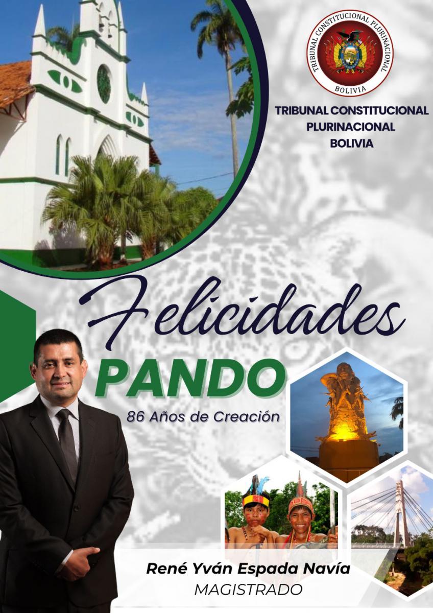 En este momento estás viendo RINDE SU HOMENAJE AL DEPARTAMENTO DE PANDO, EL MAGISTRADO RENÉ YVÁN ESPADA NAVÍA