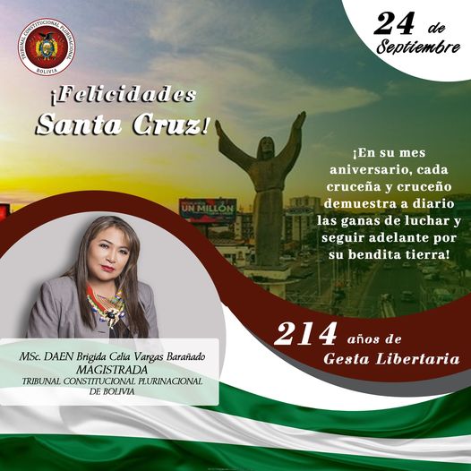 En este momento estás viendo SALUTACIÓN DE LA MAGISTRADA DEL TCP, MSc. DAEN BRIGIDA CELIA VARGAS BARAÑADO AL DEPARTAMENTO DE SANTA CRUZ