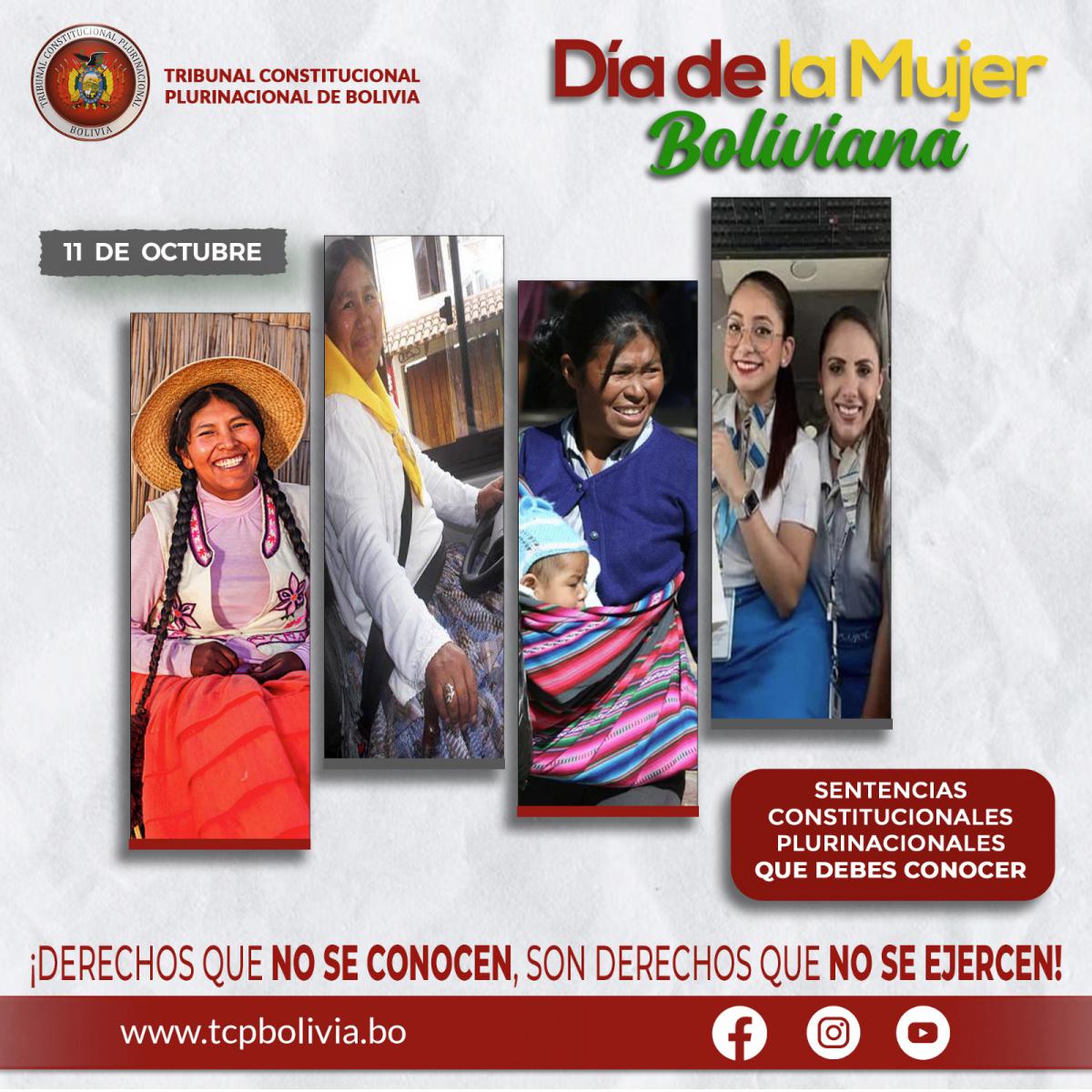 Lee más sobre el artículo DÍA DE LA MUJER BOLIVIANA, SENTENCIAS CONSTITUCIONALES PLURINACIONALES