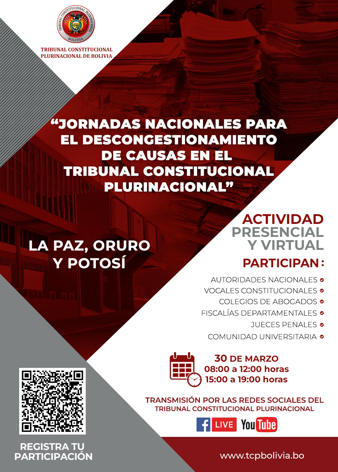 En este momento estás viendo JORNADAS NACIONALES PARA EL DESCONGESTIONAMIENTO DE CAUSAS EN EL TRIBUNAL CONSTITUCIONAL PLURINACIONAL